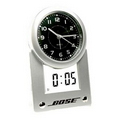 Analog Quartz Alarm Clock w/ LCD Day & Date Readout - Vertical